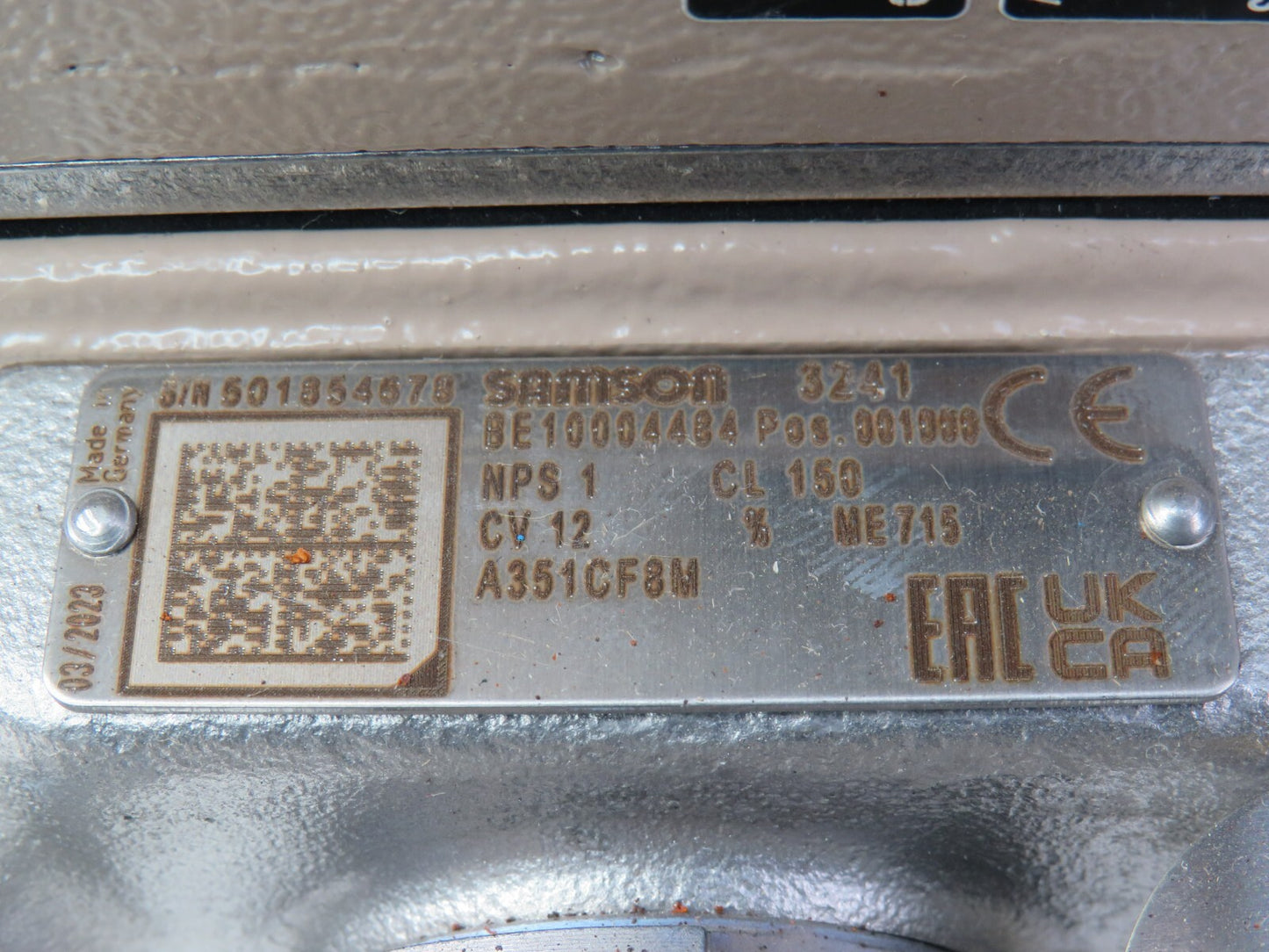 SAMSON 3241-7 CF8M + 3730-3 + 3277 350 CM² + 3241 Pneumatic Actuator    New