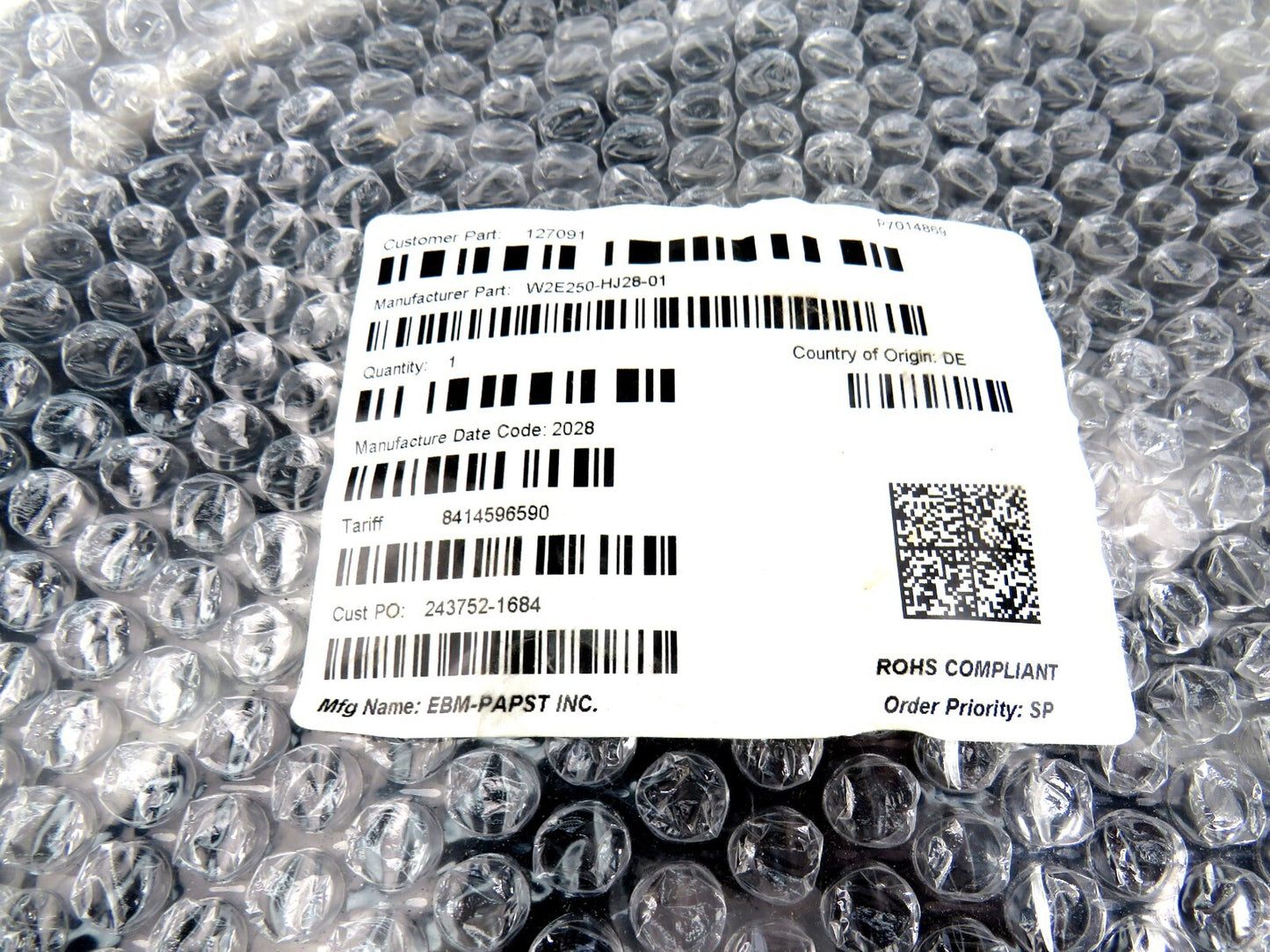 EMB PAPST W2E250-HJ28-01  Fan Motor Cylindrical Body 230V 50W 50Hz    New