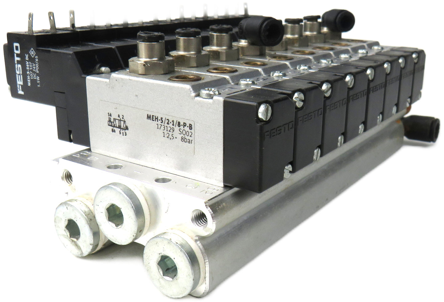 FESTO  prs-me-1/8-8 33411 + 8 PIECES OF MEH-5/2-1/8-P-B