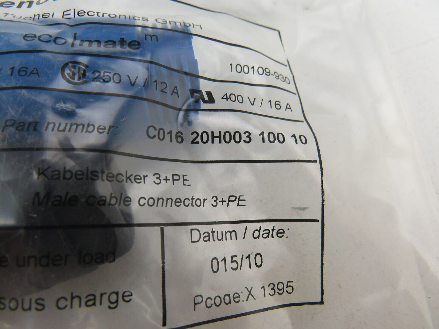 Amphenol 100109-929 C016 20H003 100 10 Circular Connector 4 Position Male 3 + PE