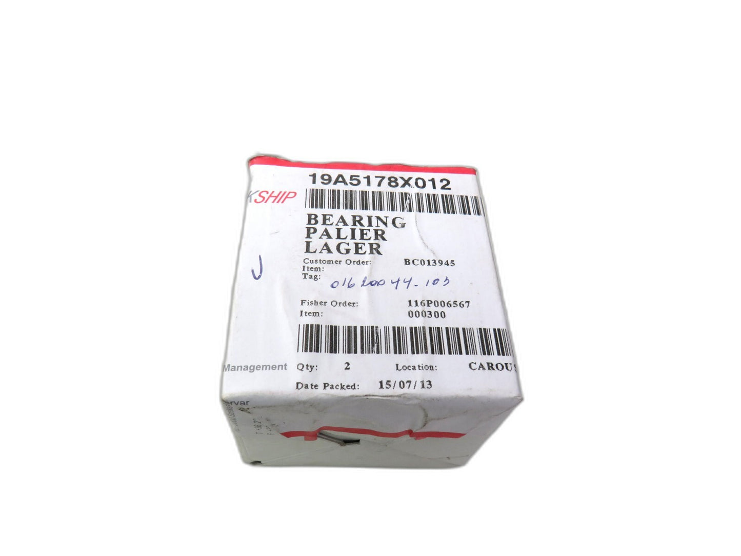 FISHER EMERSON 19A5178X012 BEARING PLIER LAGER    New