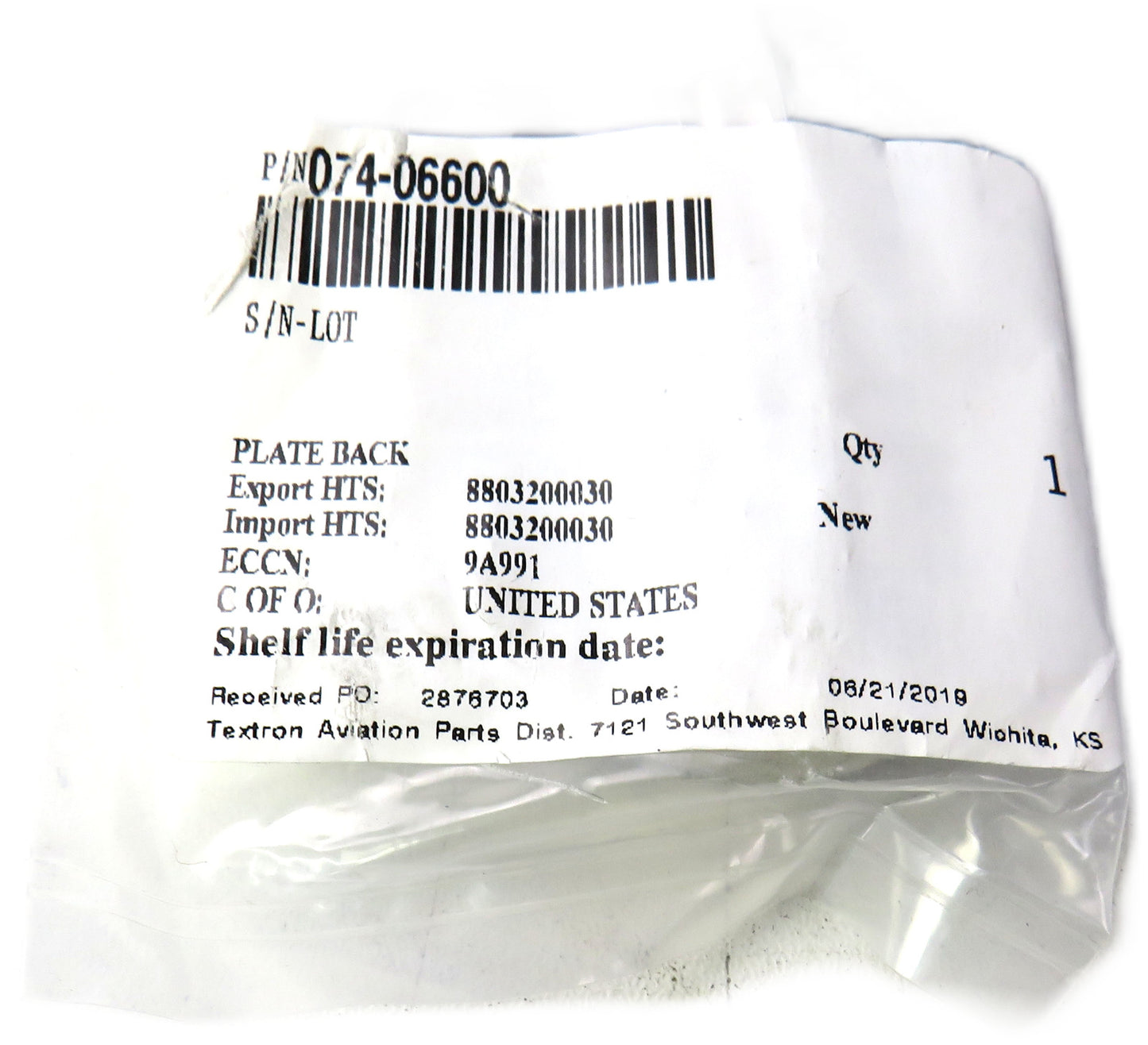 CLEVELAND  074-06600 PLATE BACK ASSY ASSEMBLY     New