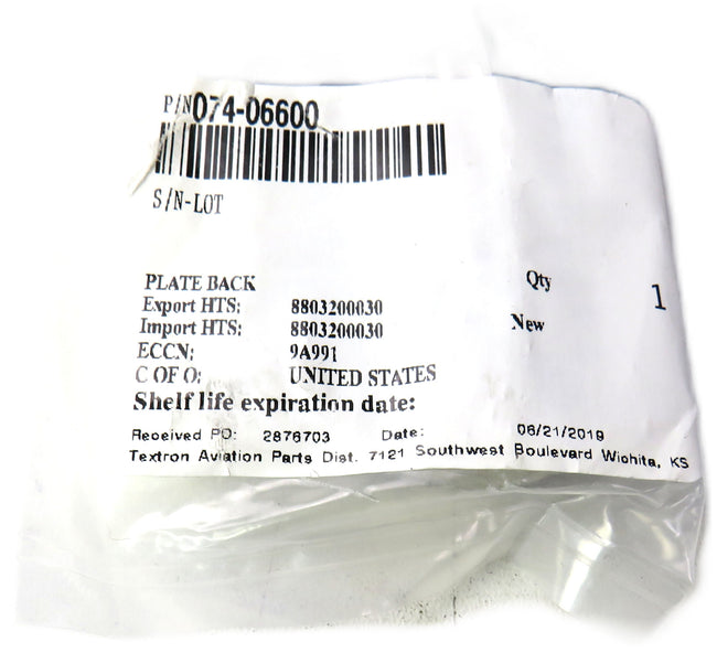 CLEVELAND  074-06600 PLATE BACK ASSY ASSEMBLY     New