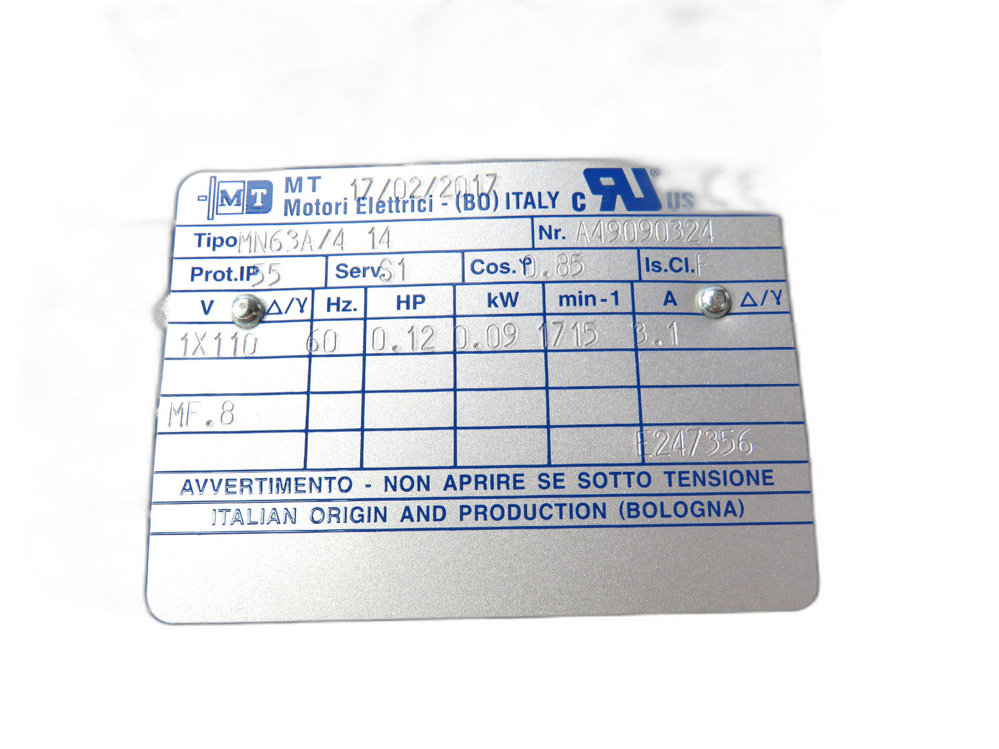 Motori Elettrrici  MN63A/3 A49090324    New