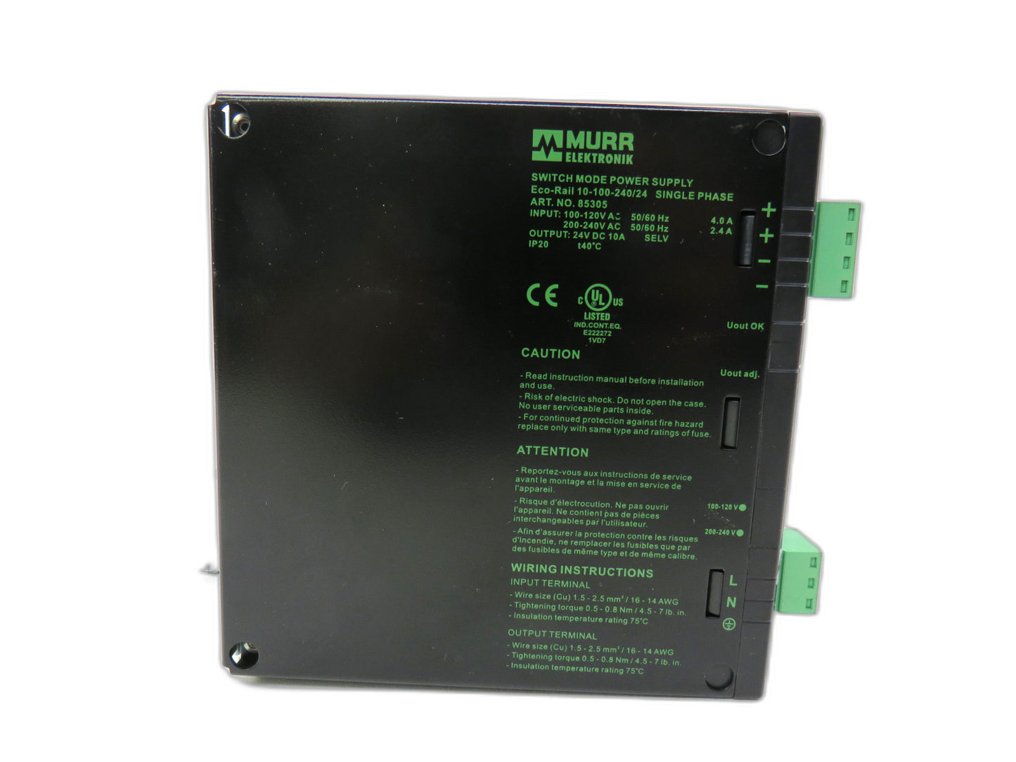 MURR ELEKTRONIK  85305  10-100-240/24 SWITCHING MODE POWER SUPPLY