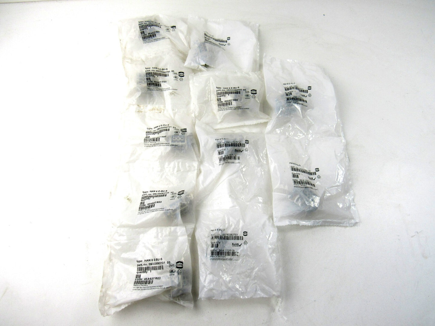 Harting  09330062701  Han 6 E BU-S   Lot of 11 New