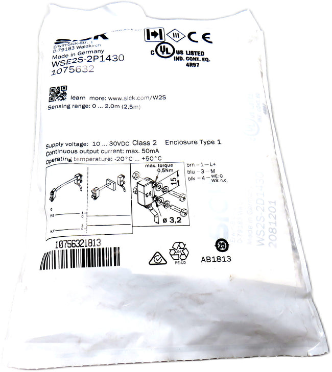 SICK  1075632 WSE2S-2P1430 Miniature photoelectric sensor    New