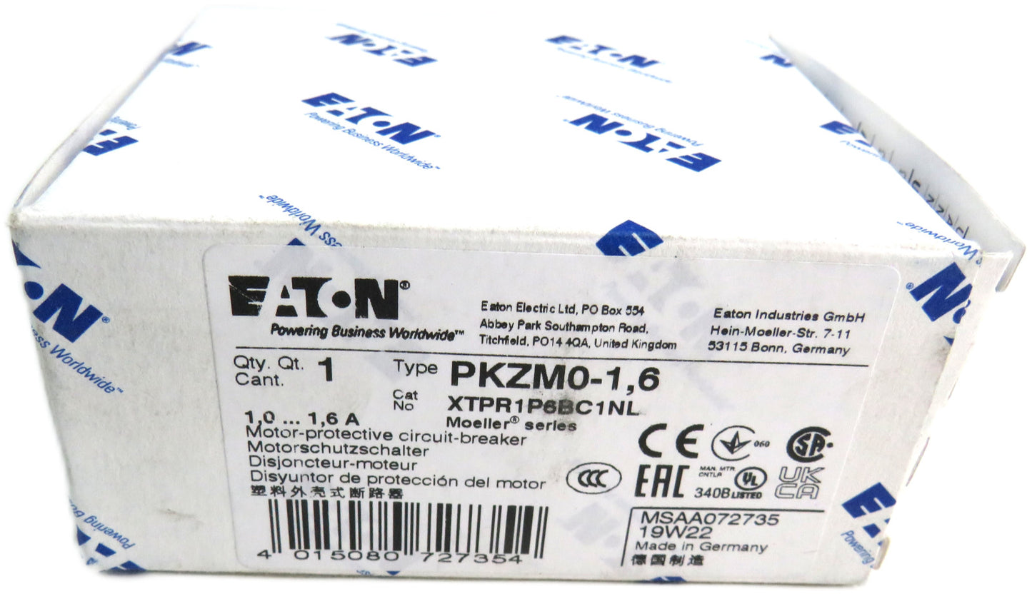 EATON  PKZM0-1,6 MOTOR PROTECTIVE CIRCUIT BREAKER     New