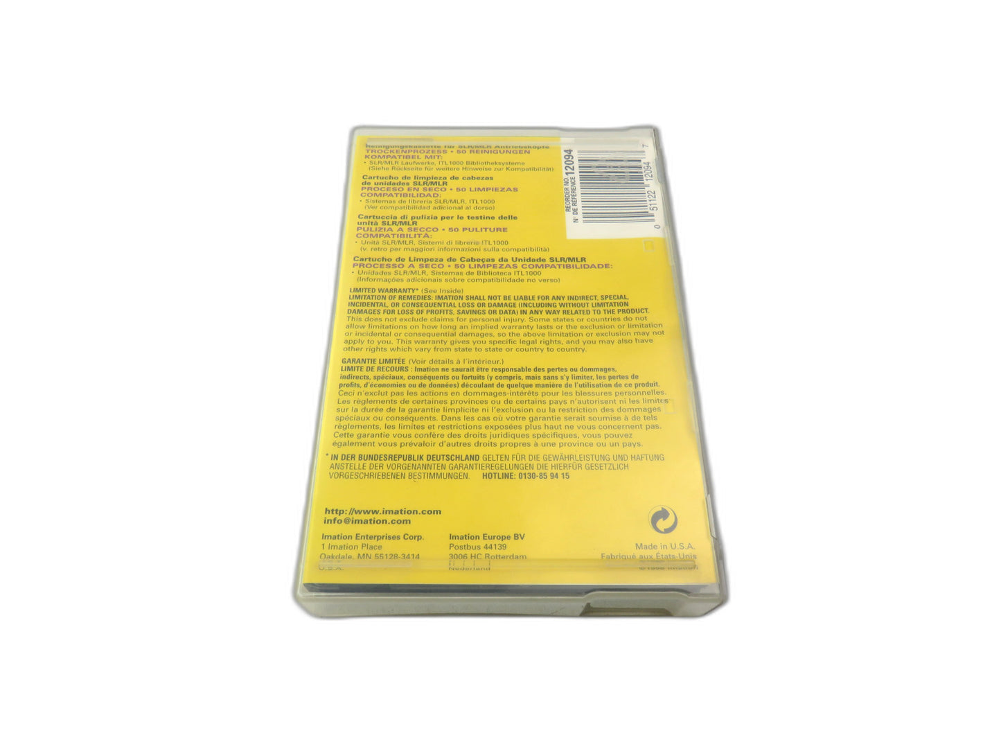 IMATION SLR/MLR ITL 1000 DRIVE HEAD CLEANING CARTRIDGE     New